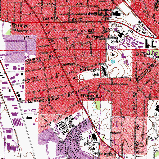 Topographic Map of Saint Clare's Episcopal Church Chapel Cemetery, MI