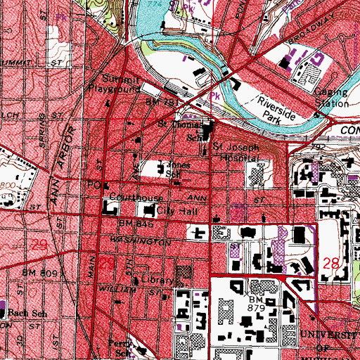 Topographic Map of Saint Andrew's Memorial Cloister Garden, MI