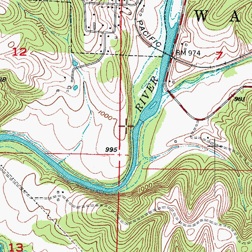 Topographic Map of Butler Bluffs, MO
