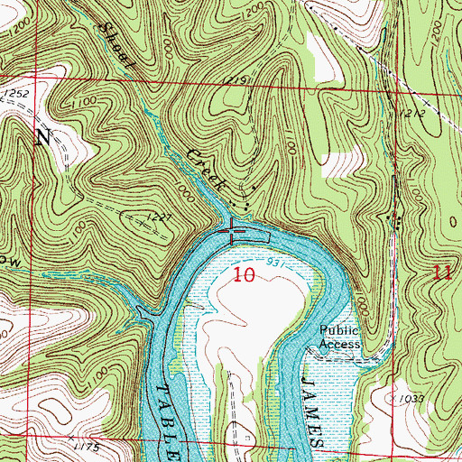 Topographic Map of Horse Shoe Bend, MO