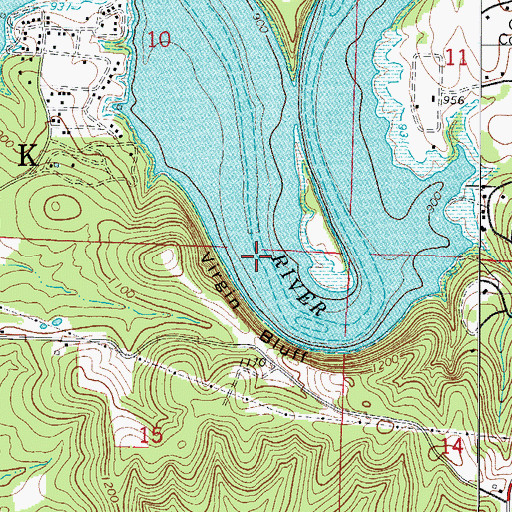Topographic Map of Virgin Shoals, MO