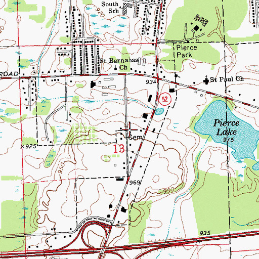 Topographic Map of Pierce Cemetery, MI