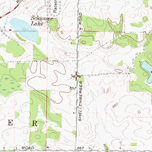 Topographic Map of Shellenberger Road Cemetery, MI