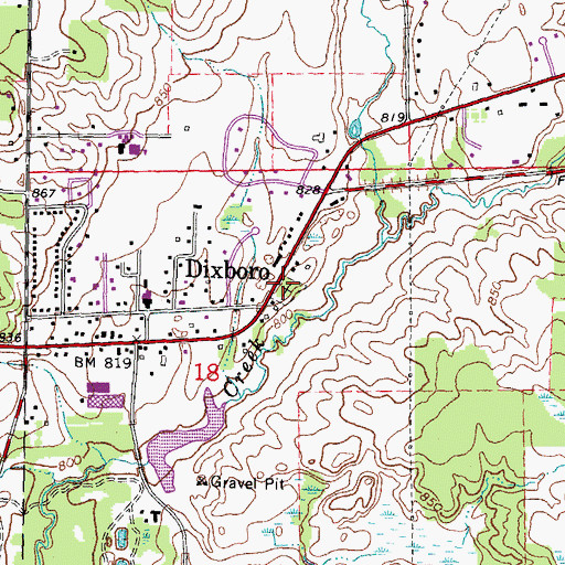 Topographic Map of Oak Grove Cemetery, MI