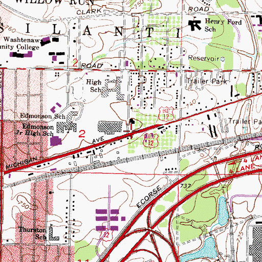 Topographic Map of Spencer Cemetery, MI