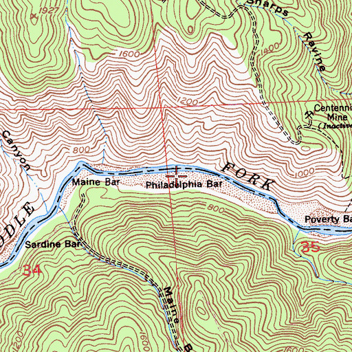 Topographic Map of Philadelphia Bar, CA