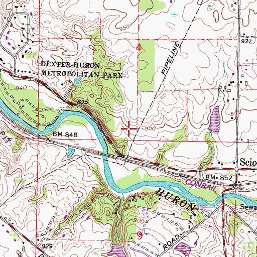 Topographic Map of Scio Cemetery, MI
