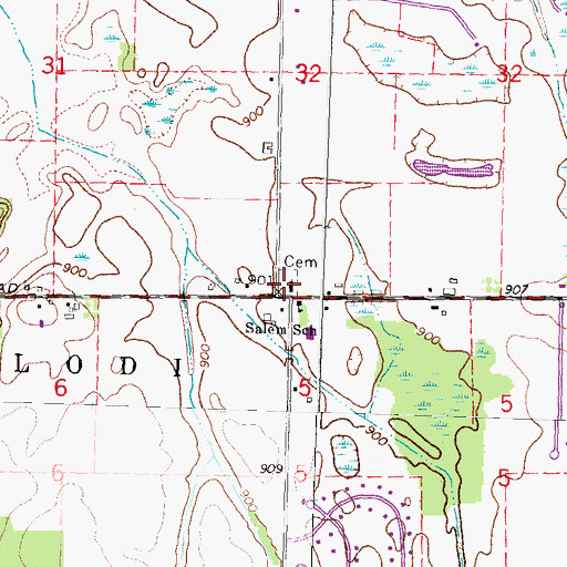 Topographic Map of Salem Lutheran Church Cemetery, MI