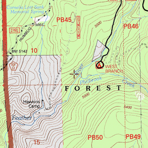 Topographic Map of Philbrook Creek, CA