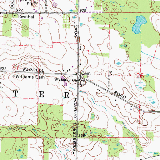 Topographic Map of Webster Church Cemetery, MI