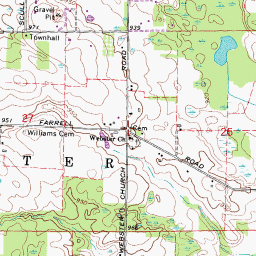 Topographic Map of Scadin Cemetery, MI