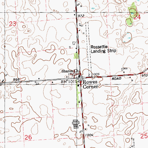 Topographic Map of Rowes Corners Cemetery, MI