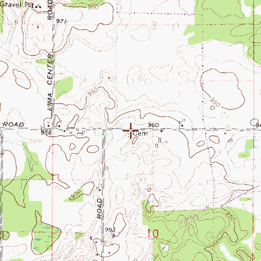 Topographic Map of Freedom Cemetery, MI