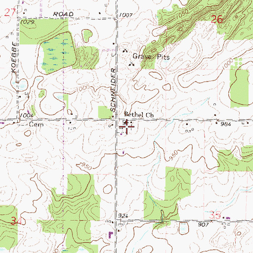 Topographic Map of Bethel Church Cemetery, MI