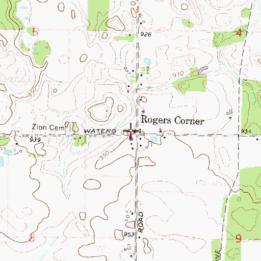 Topographic Map of Rogers Corners Addition Cemetery, MI