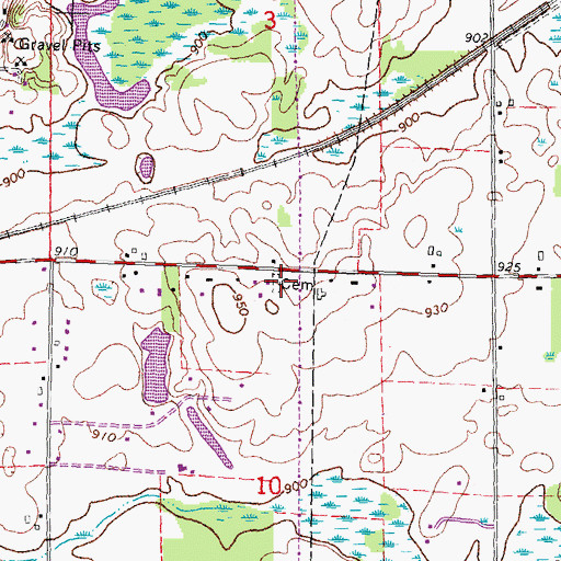 Topographic Map of Chelsea-Dexter Road Cemetery, MI