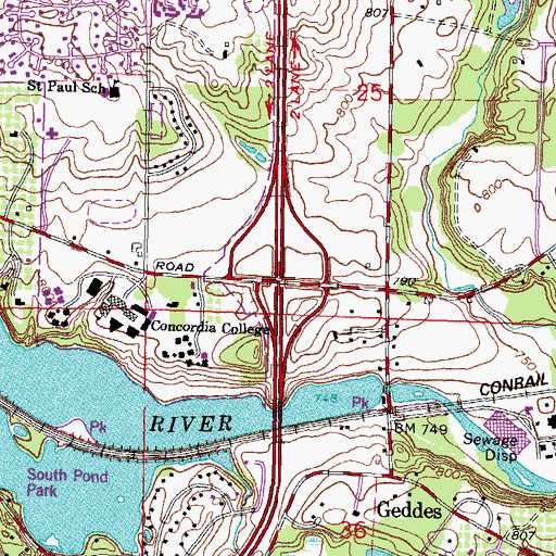 Topographic Map of Interchange 39, MI