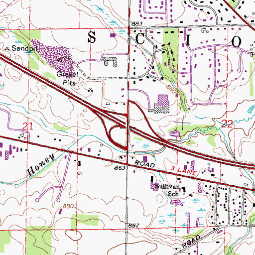 Topographic Map of Interchange 169, MI