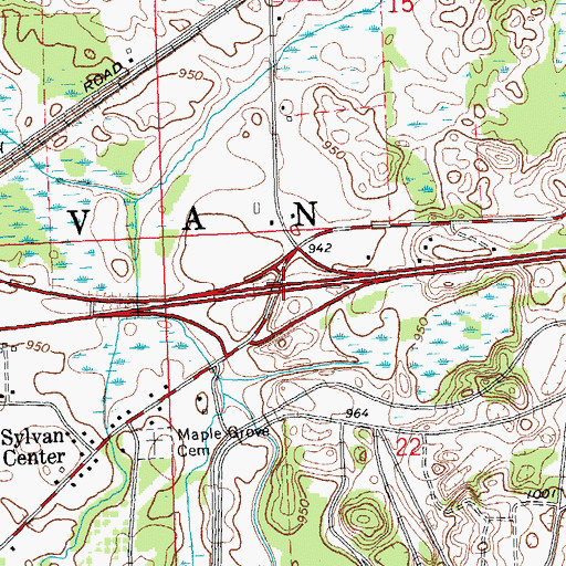 Topographic Map of Interchange 157, MI