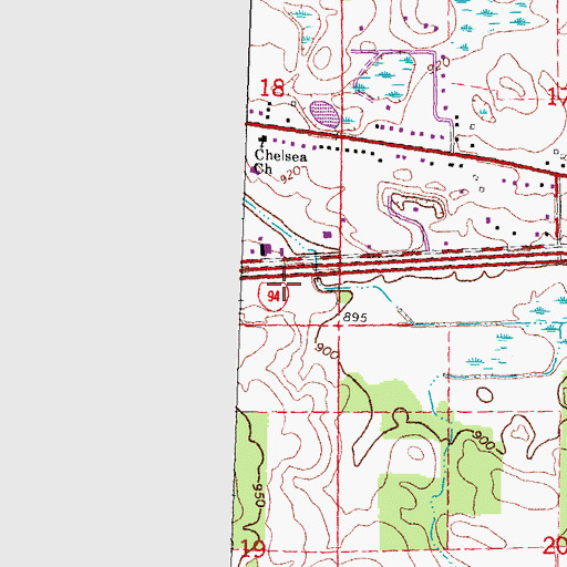 Topographic Map of Chelsea Rest Area, MI