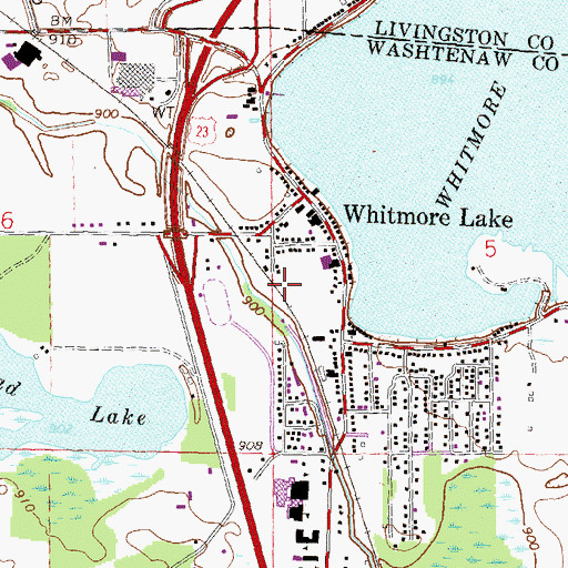 Topographic Map of Whitmore Lake Station, MI