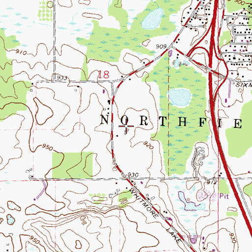 Topographic Map of Whitmore Lake High School, MI