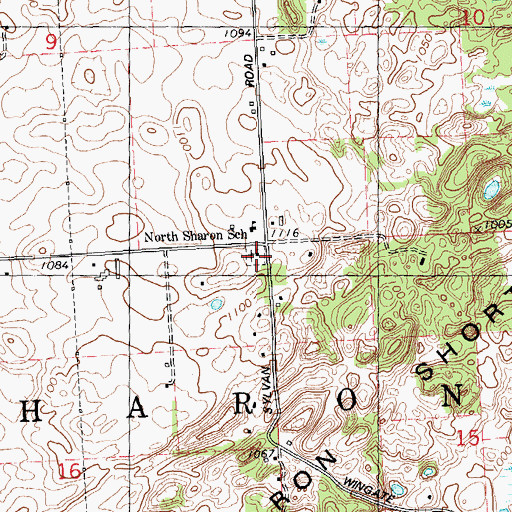 Topographic Map of North Sharon Baptist Church, MI