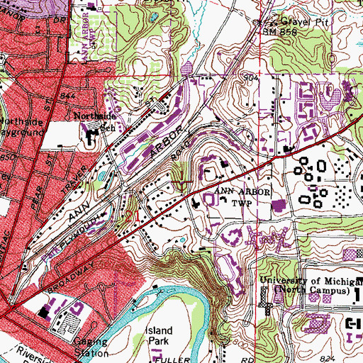 Topographic Map of Northside Presbyterian Church, MI