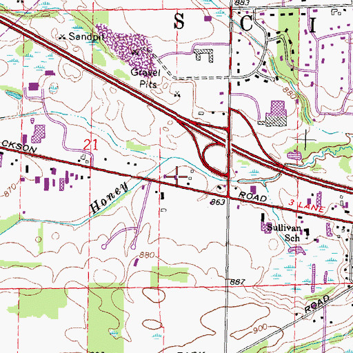 Topographic Map of Honey Creek Church of the Nazarene (historical), MI