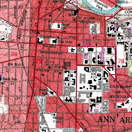 Topographic Map of Saint Mary's Student Parish, MI
