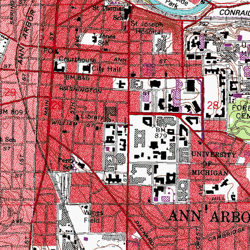 Topographic Map of First Congregational Church, MI