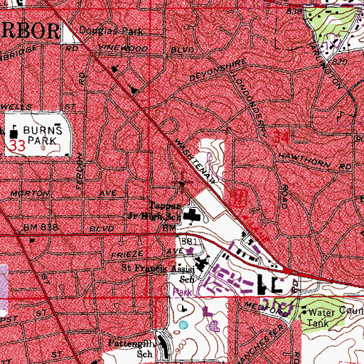 Topographic Map of Korean Presbyterian Church, MI