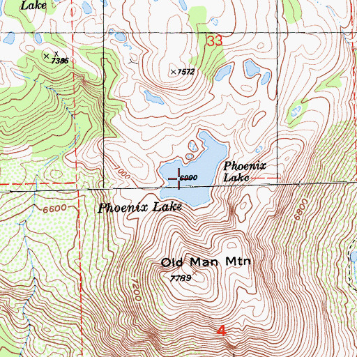 Topographic Map of Phoenix Lake, CA