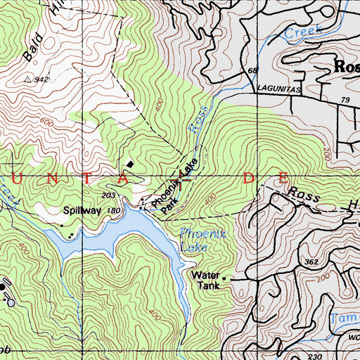 Topographic Map of Phoenix Lake Park, CA