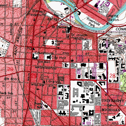 Topographic Map of First Baptist Church, MI