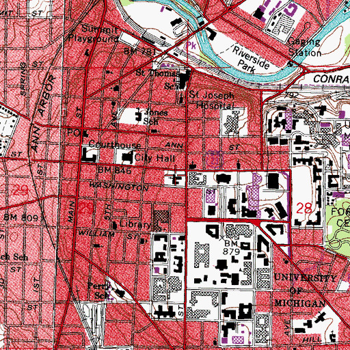 Topographic Map of First United Methodist Church, MI