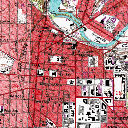 Topographic Map of Saint Andrew's Episcopal Church, MI