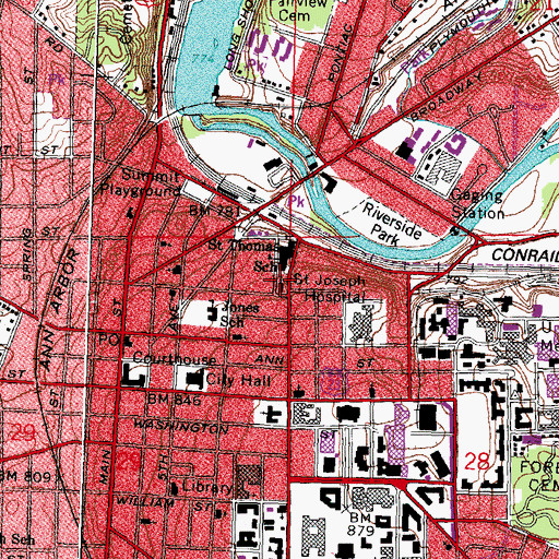 Topographic Map of Saint Thomas Catholic Church, MI