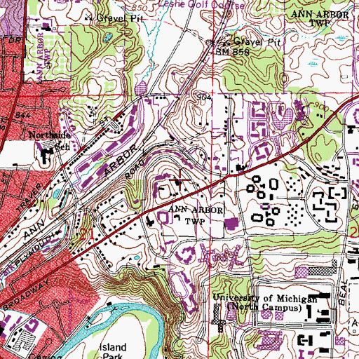 Topographic Map of Ann Arbor Christian Reformed Church, MI