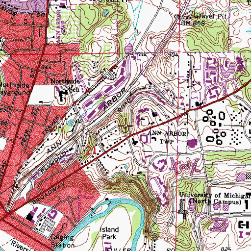 Topographic Map of Saint Aidan's Episcopal Church, MI