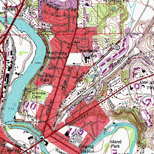 Topographic Map of Bethel African Methodist Episcopal Church, MI