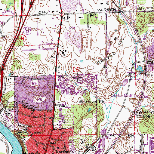 Topographic Map of Ann Arbor Mennonite Church, MI