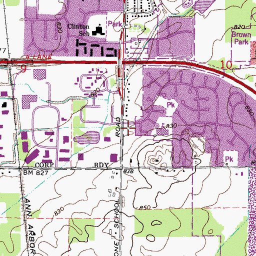 Topographic Map of Arbor Oaks Jehovah's Witnesses, MI