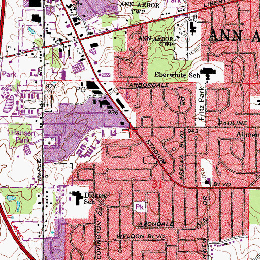 Topographic Map of Ann Arbor Meditation Circle, MI