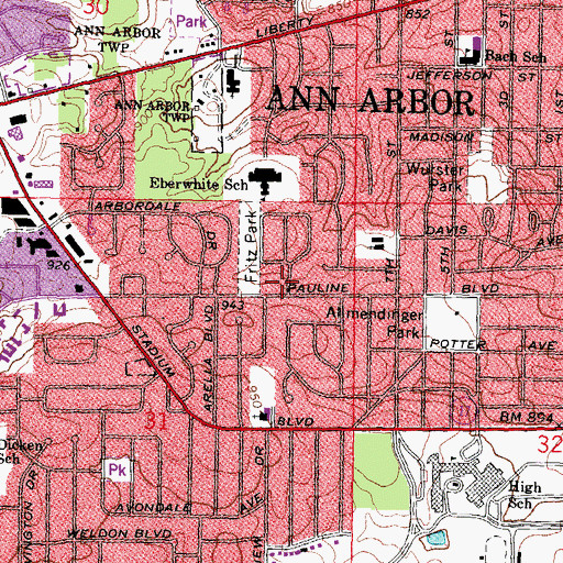 Topographic Map of Redeemer Lutheran Church, MI