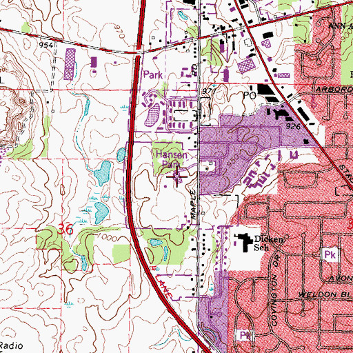 Topographic Map of Grace Bible Church, MI