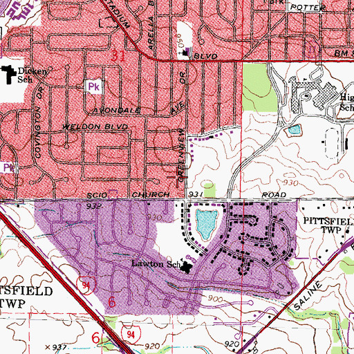 Topographic Map of Westminster Presbyterian Church, MI