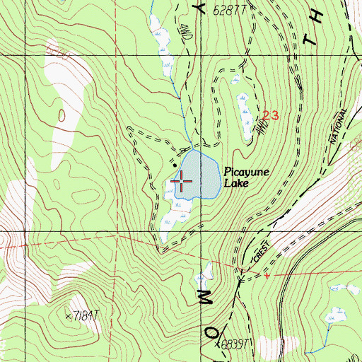 Topographic Map of Picayune Lake, CA