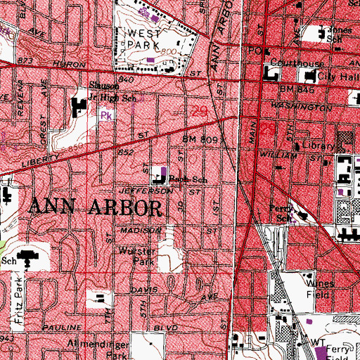 Topographic Map of Community of Christ Church, MI