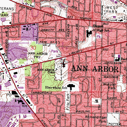 Topographic Map of Zion Lutheran Church, MI
